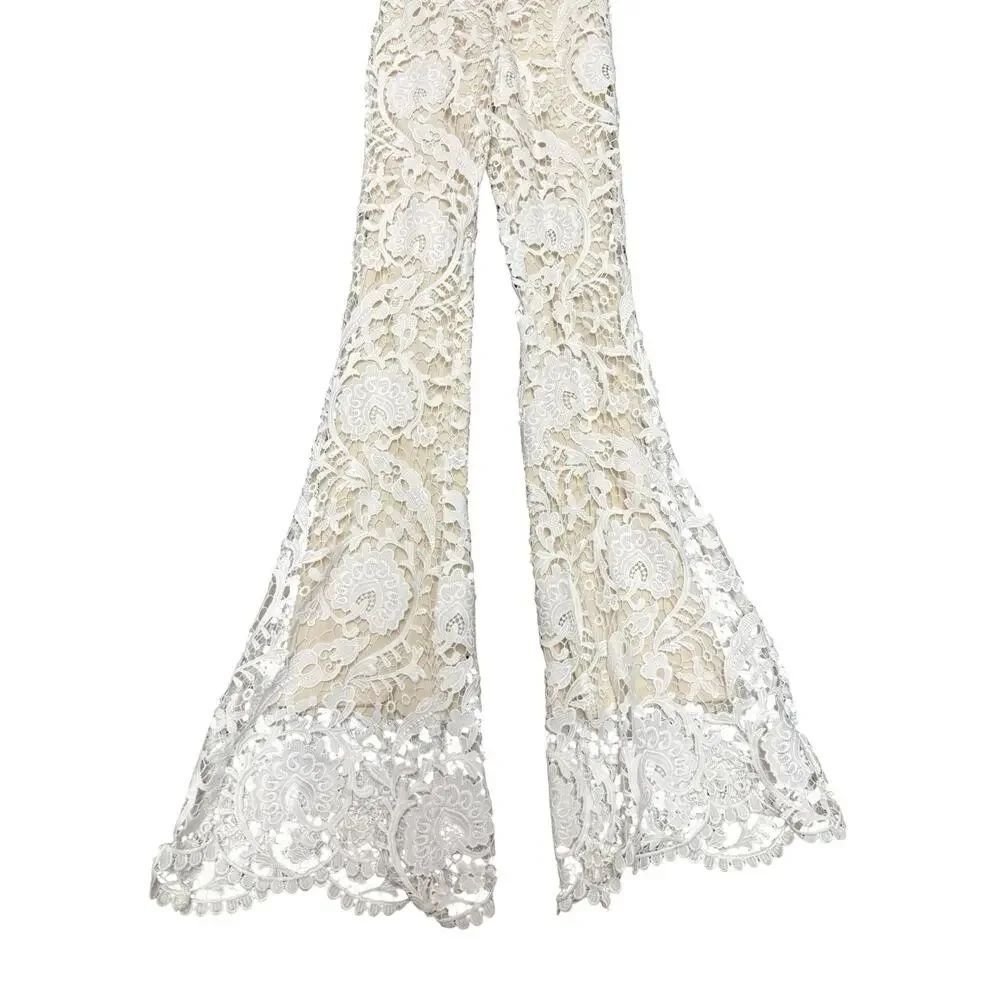 Stone Cold Fox Dylan Lace Jumpsuit Ivory Nude Lined Open Back Size 0 - Picture 8 of 15